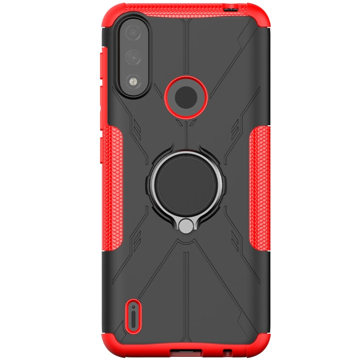 For Motorola Moto E7 Power Armor Bear Shockproof PC + TPU Protective Case with Ring Holder