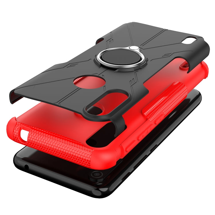 For Motorola Moto E7 Power Armor Bear Shockproof PC + TPU Protective Case with Ring Holder