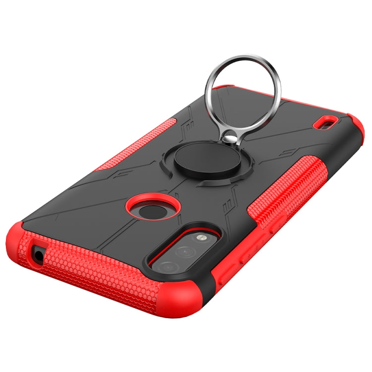 For Motorola Moto E7 Power Armor Bear Shockproof PC + TPU Protective Case with Ring Holder