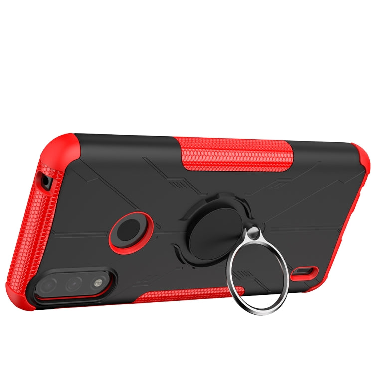 For Motorola Moto E7 Power Armor Bear Shockproof PC + TPU Protective Case with Ring Holder