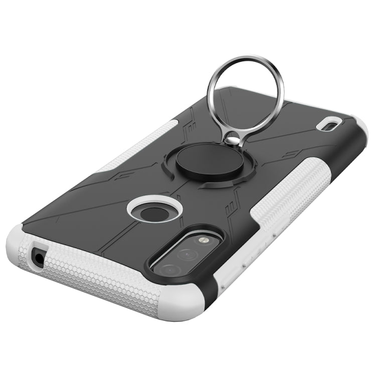 For Motorola Moto E7 Power Armor Bear Shockproof PC + TPU Protective Case with Ring Holder
