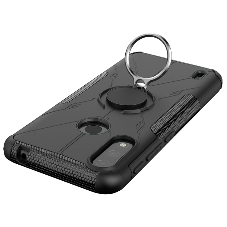 For Motorola Moto E7 Power Armor Bear Shockproof PC + TPU Protective Case with Ring Holder