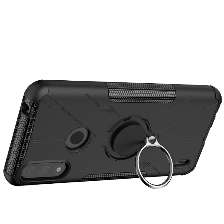For Motorola Moto E7 Power Armor Bear Shockproof PC + TPU Protective Case with Ring Holder
