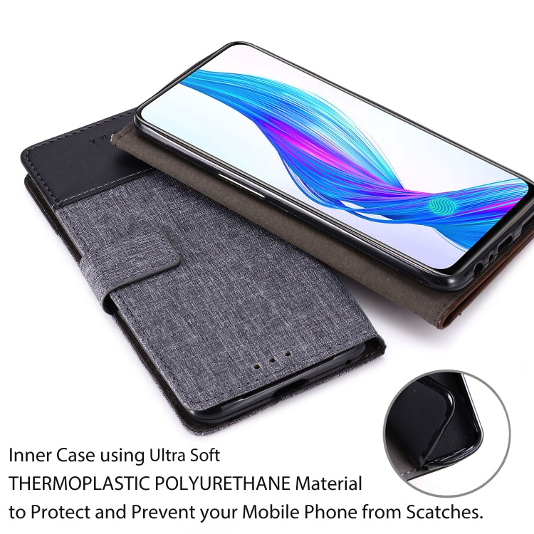 For OPPO Realme X MUXMA MX102 Horizontal Flip Canvas Leather Case with Stand & Card Slot & Wallet Function