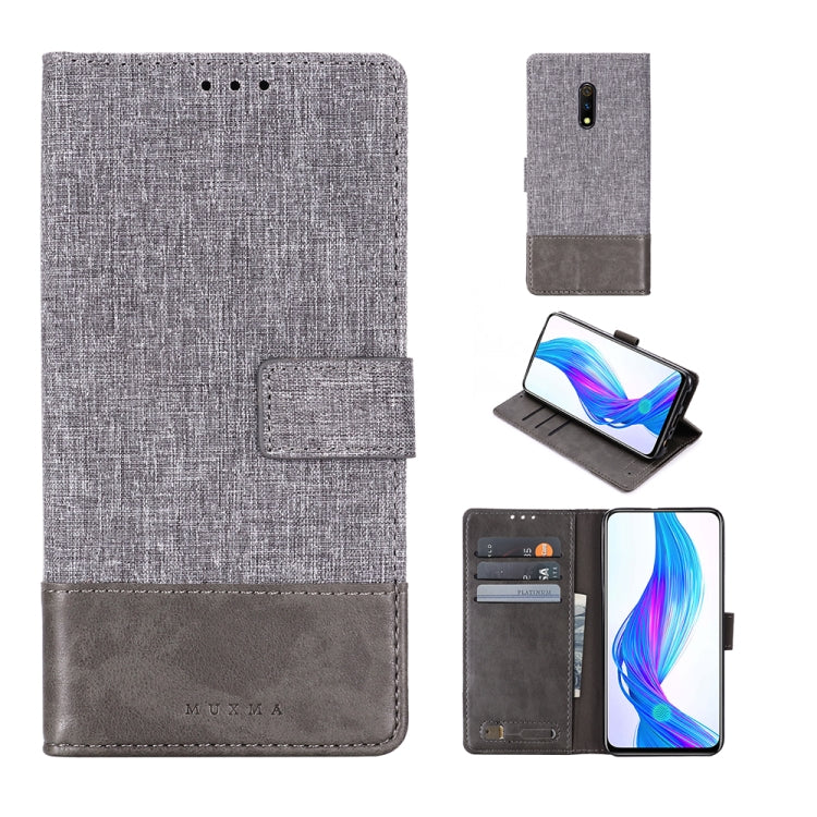 For OPPO Realme X MUXMA MX102 Horizontal Flip Canvas Leather Case with Stand & Card Slot & Wallet Function