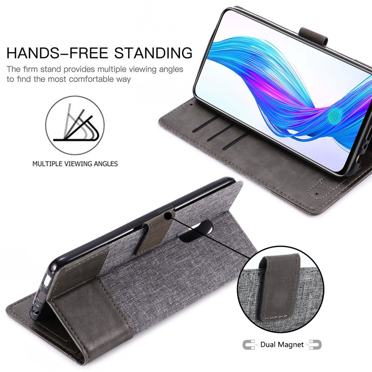 For OPPO Realme X MUXMA MX102 Horizontal Flip Canvas Leather Case with Stand & Card Slot & Wallet Function