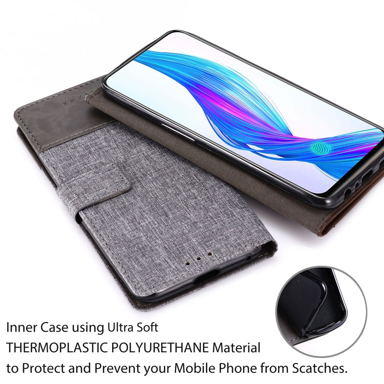 For OPPO Realme X MUXMA MX102 Horizontal Flip Canvas Leather Case with Stand & Card Slot & Wallet Function
