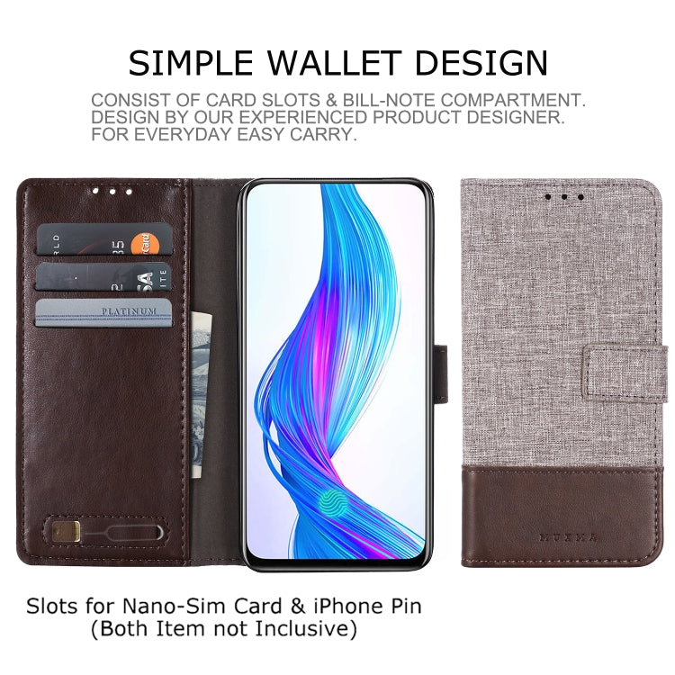 For OPPO Realme X MUXMA MX102 Horizontal Flip Canvas Leather Case with Stand & Card Slot & Wallet Function