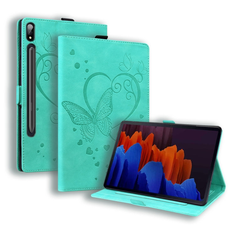 For Samsung Galaxy Tab S8 / Galaxy Tab S7 T870 SM-T875 SM-T876B Love Butterfly Pattern Horizontal Flip Leather Case with Holder