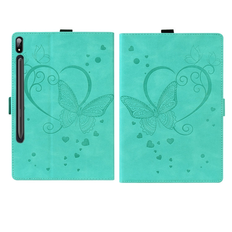 For Samsung Galaxy Tab S8 / Galaxy Tab S7 T870 SM-T875 SM-T876B Love Butterfly Pattern Horizontal Flip Leather Case with Holder
