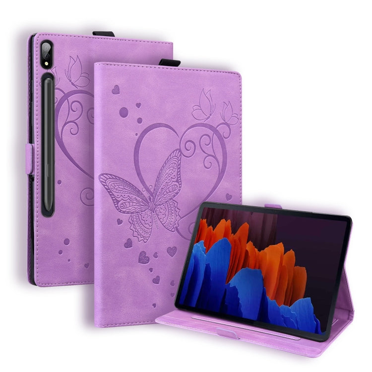 For Samsung Galaxy Tab S8 / Galaxy Tab S7 T870 SM-T875 SM-T876B Love Butterfly Pattern Horizontal Flip Leather Case with Holder