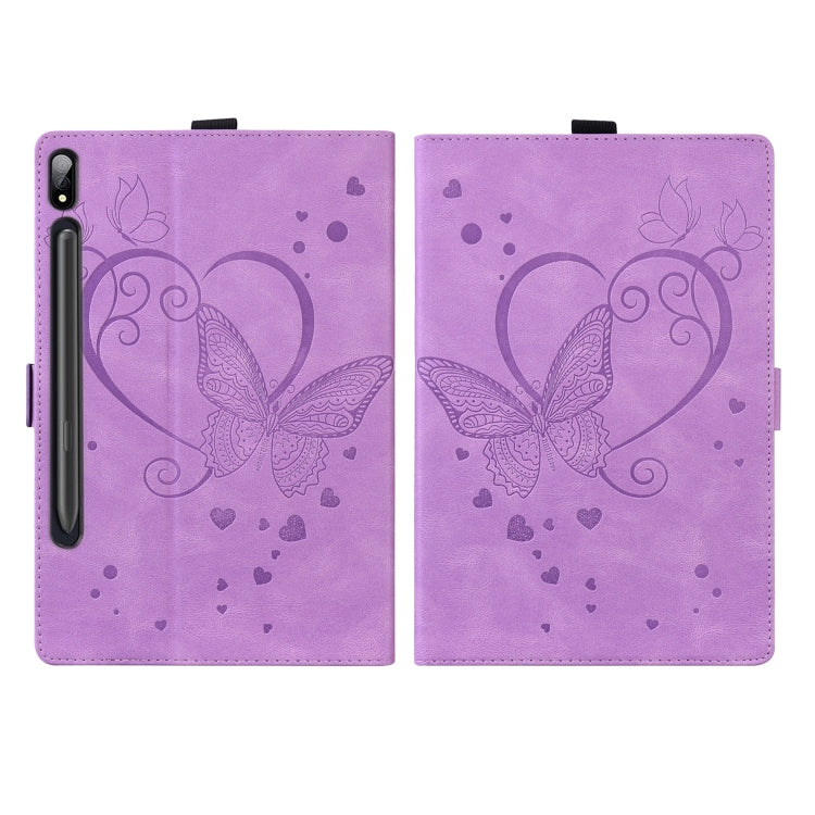 For Samsung Galaxy Tab S8 / Galaxy Tab S7 T870 SM-T875 SM-T876B Love Butterfly Pattern Horizontal Flip Leather Case with Holder
