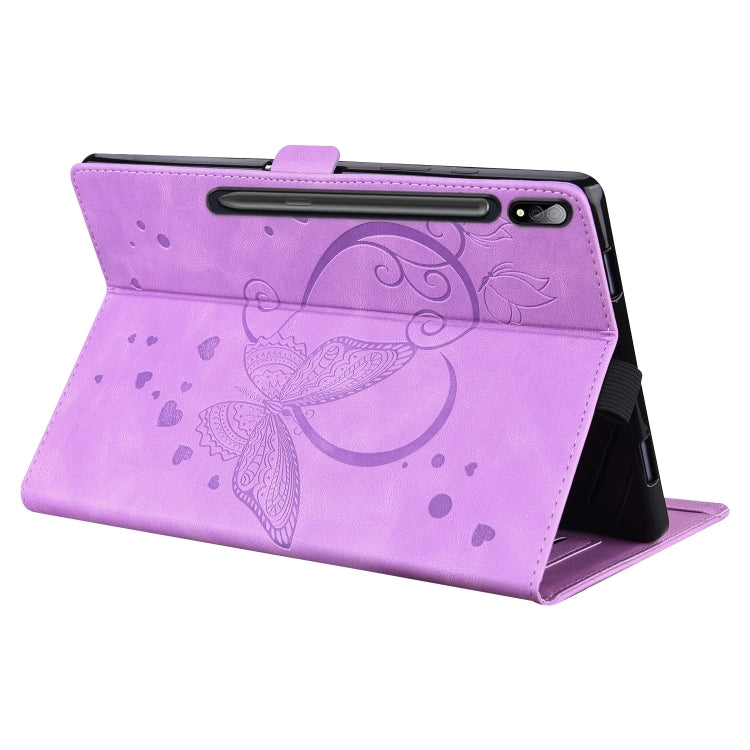 For Samsung Galaxy Tab S8 / Galaxy Tab S7 T870 SM-T875 SM-T876B Love Butterfly Pattern Horizontal Flip Leather Case with Holder