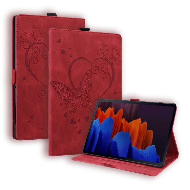 For Samsung Galaxy Tab S8 / Galaxy Tab S7 T870 SM-T875 SM-T876B Love Butterfly Pattern Horizontal Flip Leather Case with Holder