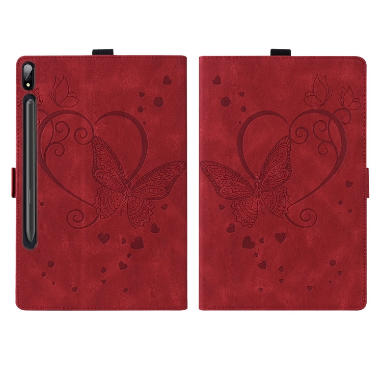 For Samsung Galaxy Tab S8 / Galaxy Tab S7 T870 SM-T875 SM-T876B Love Butterfly Pattern Horizontal Flip Leather Case with Holder