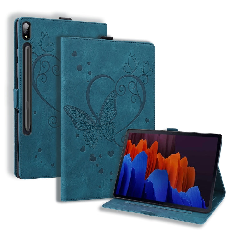 For Samsung Galaxy Tab S8 / Galaxy Tab S7 T870 SM-T875 SM-T876B Love Butterfly Pattern Horizontal Flip Leather Case with Holder