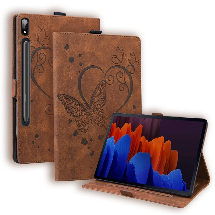 For Samsung Galaxy Tab S8 / Galaxy Tab S7 T870 SM-T875 SM-T876B Love Butterfly Pattern Horizontal Flip Leather Case with Holder