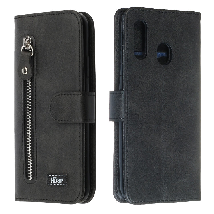 For Galaxy A20e Zipper Horizontal Flip Leather Case with Wallet & Holder & Card Slots