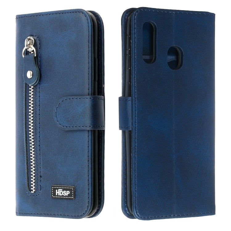 For Galaxy A20e Zipper Horizontal Flip Leather Case with Wallet & Holder & Card Slots