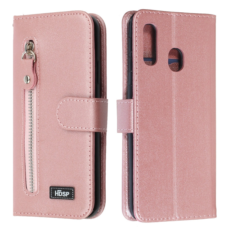 For Galaxy A20e Zipper Horizontal Flip Leather Case with Wallet & Holder & Card Slots