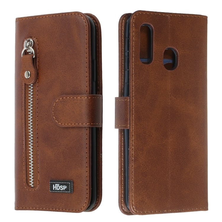 For Galaxy A20e Zipper Horizontal Flip Leather Case with Wallet & Holder & Card Slots
