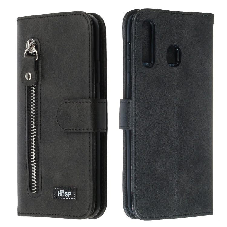 For Galaxy A20 / A30 Zipper Horizontal Flip Leather Case with Wallet & Holder & Card Slots