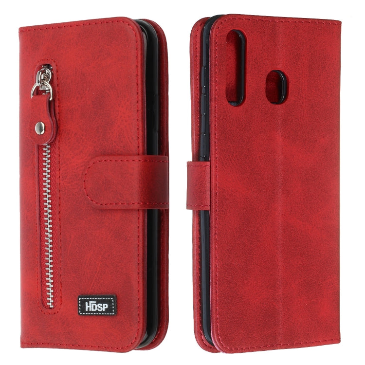 For Galaxy A20 / A30 Zipper Horizontal Flip Leather Case with Wallet & Holder & Card Slots
