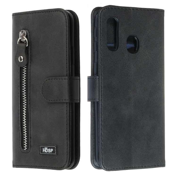 For Galaxy A40 Zipper Horizontal Flip Leather Case with Wallet & Holder & Card Slots