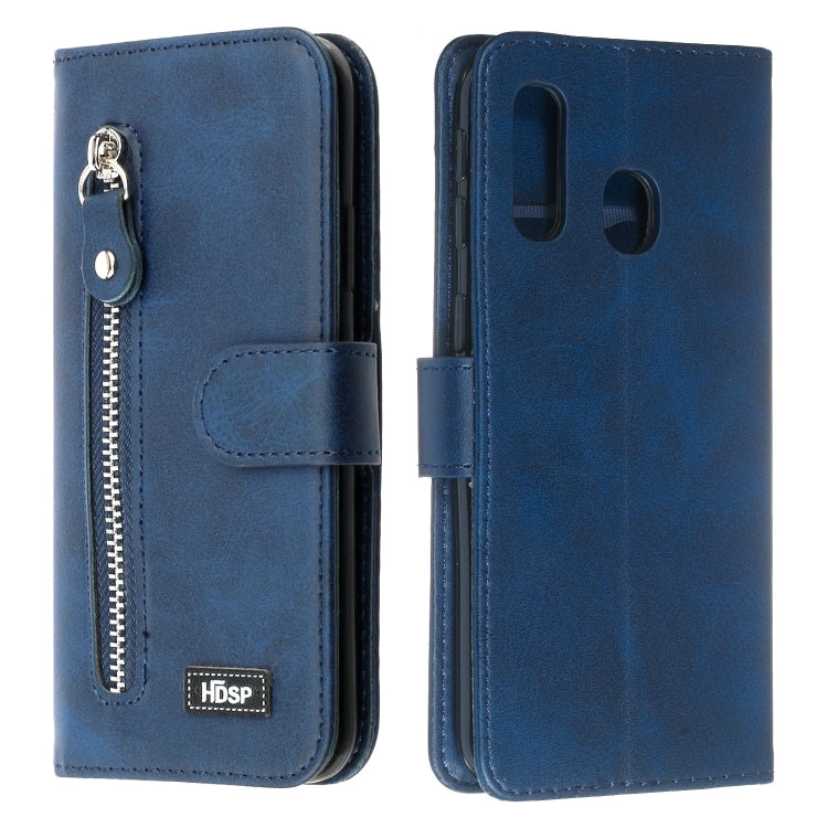 For Galaxy A40 Zipper Horizontal Flip Leather Case with Wallet & Holder & Card Slots