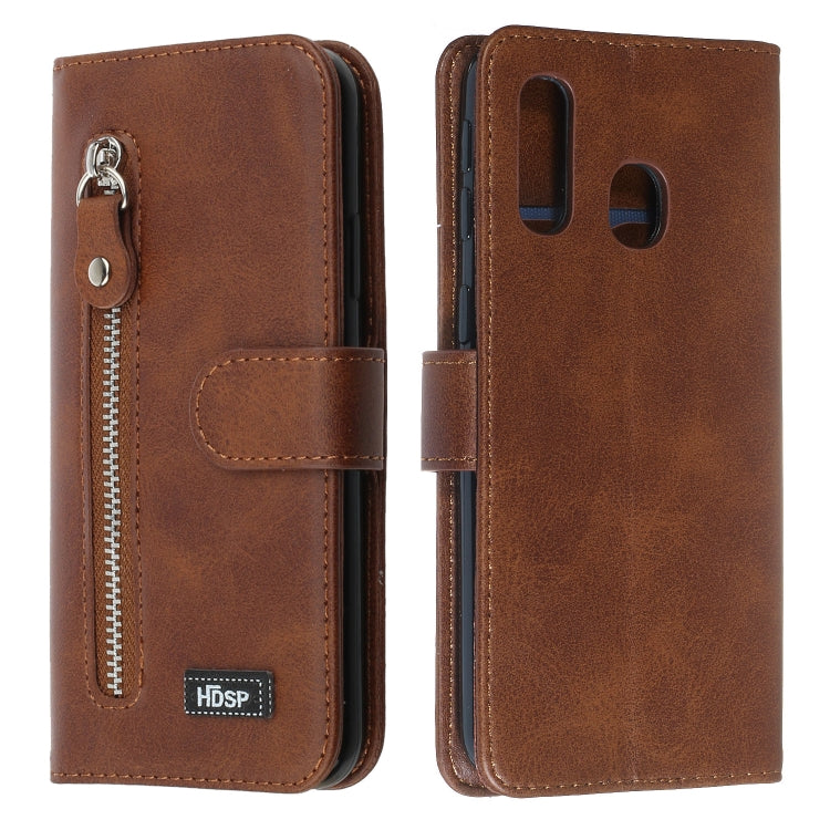 For Galaxy A40 Zipper Horizontal Flip Leather Case with Wallet & Holder & Card Slots