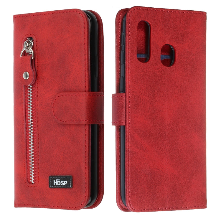 For Galaxy A40 Zipper Horizontal Flip Leather Case with Wallet & Holder & Card Slots