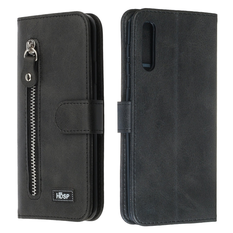 For Galaxy A50 Zipper Horizontal Flip Leather Case with Wallet & Holder & Card Slots