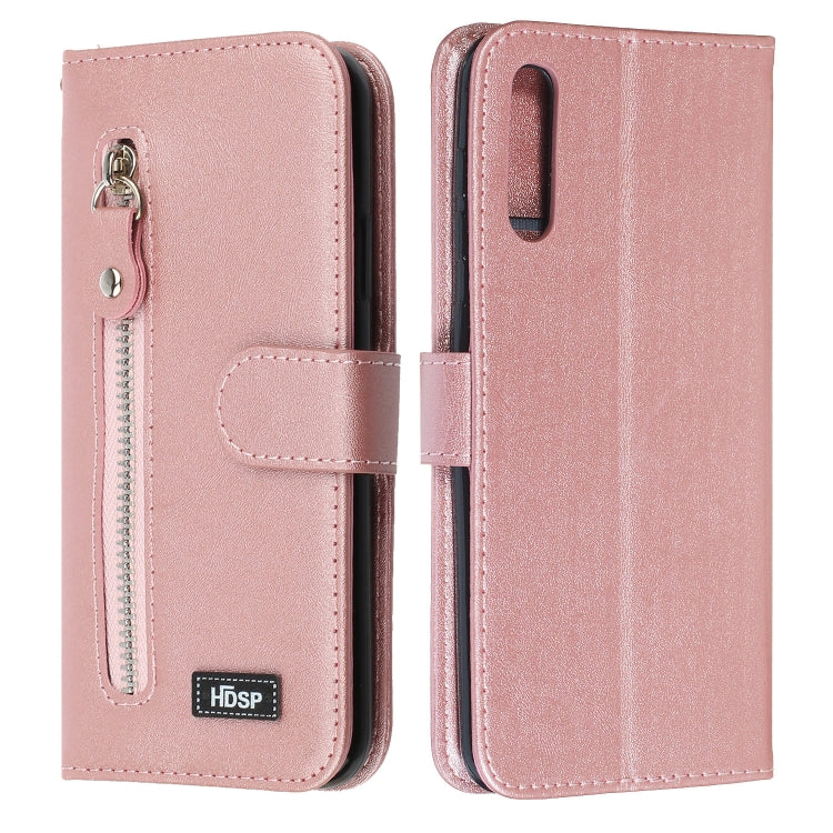 For Galaxy A50 Zipper Horizontal Flip Leather Case with Wallet & Holder & Card Slots