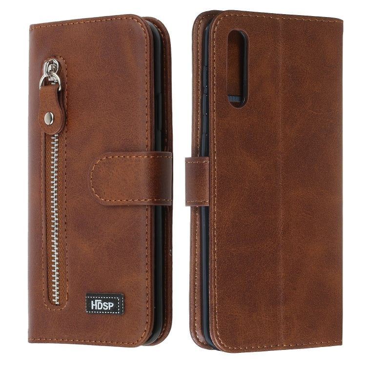 For Galaxy A50 Zipper Horizontal Flip Leather Case with Wallet & Holder & Card Slots