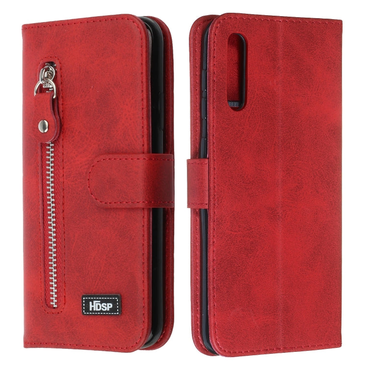 For Galaxy A50 Zipper Horizontal Flip Leather Case with Wallet & Holder & Card Slots