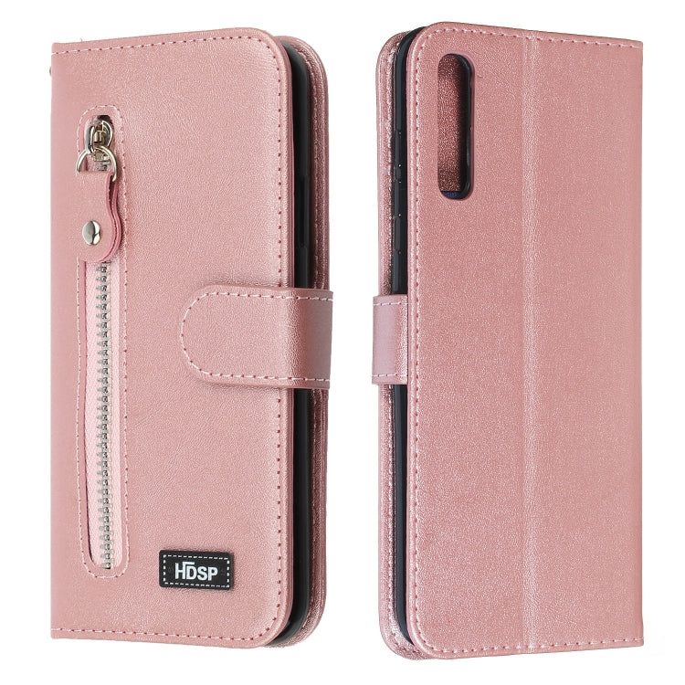 For Galaxy A70 Zipper Horizontal Flip Leather Case with Wallet & Holder & Card Slots