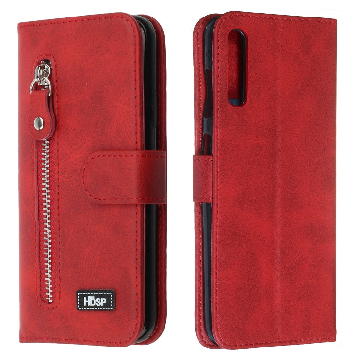For Galaxy A70 Zipper Horizontal Flip Leather Case with Wallet & Holder & Card Slots