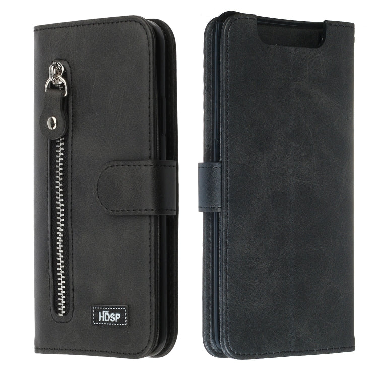 For Galaxy A80 / A90 Zipper Horizontal Flip Leather Case with Wallet & Holder & Card Slots