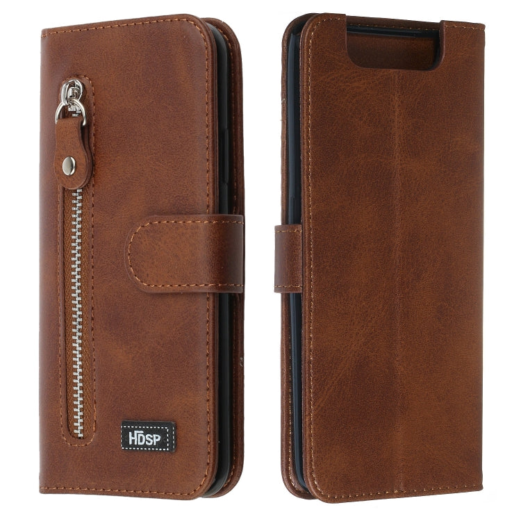 For Galaxy A80 / A90 Zipper Horizontal Flip Leather Case with Wallet & Holder & Card Slots