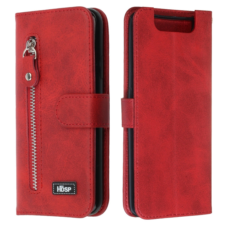 For Galaxy A80 / A90 Zipper Horizontal Flip Leather Case with Wallet & Holder & Card Slots
