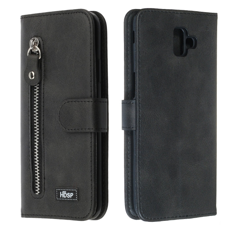 For Galaxy J6+ Zipper Horizontal Flip Leather Case with Wallet & Holder & Card Slots