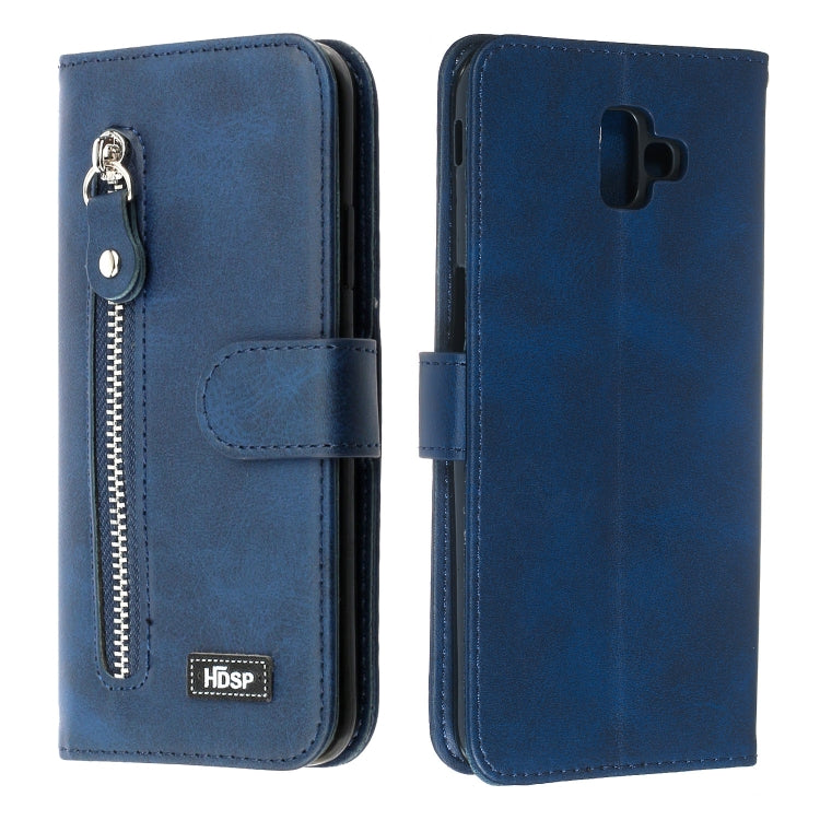 For Galaxy J6+ Zipper Horizontal Flip Leather Case with Wallet & Holder & Card Slots