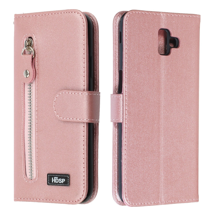 For Galaxy J6+ Zipper Horizontal Flip Leather Case with Wallet & Holder & Card Slots