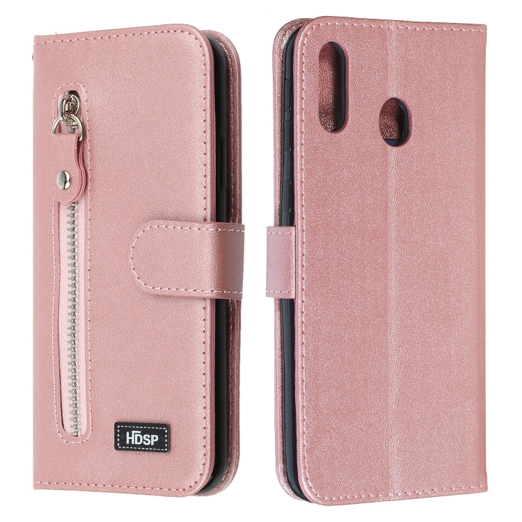 For Galaxy M20 Zipper Horizontal Flip Leather Case with Wallet & Holder & Card Slots