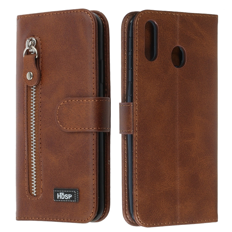 For Galaxy M20 Zipper Horizontal Flip Leather Case with Wallet & Holder & Card Slots