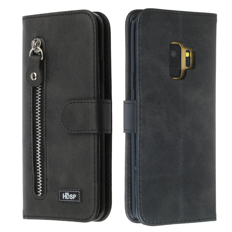 For Galaxy S9 Zipper Horizontal Flip Leather Case with Wallet & Holder & Card Slots
