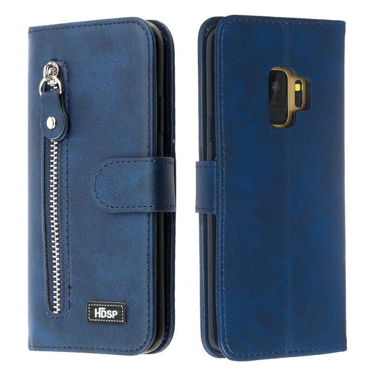 For Galaxy S9 Zipper Horizontal Flip Leather Case with Wallet & Holder & Card Slots