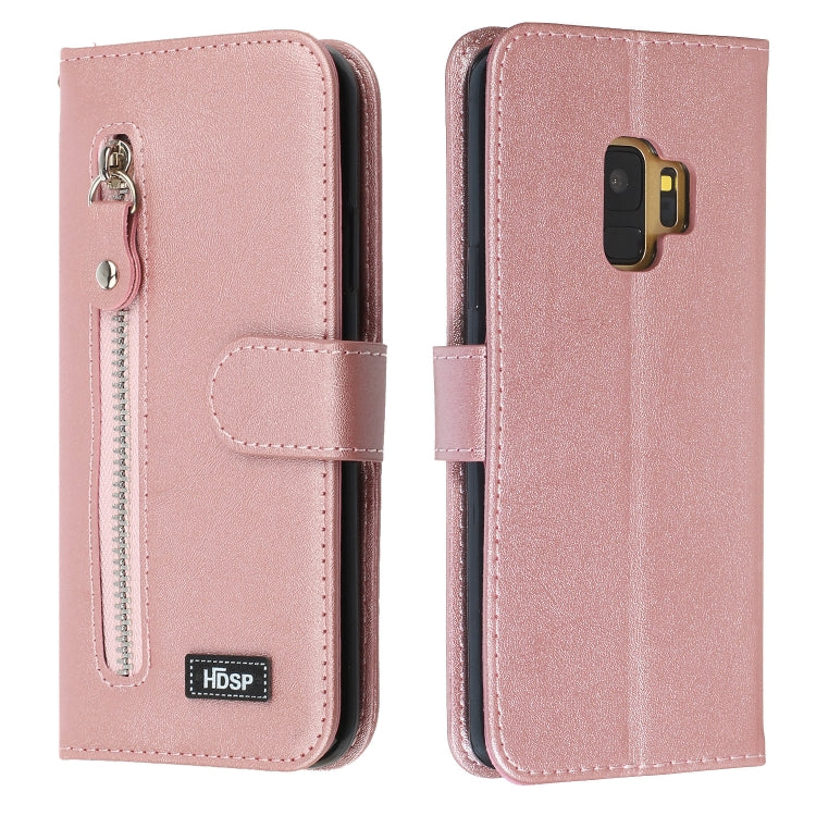 For Galaxy S9 Zipper Horizontal Flip Leather Case with Wallet & Holder & Card Slots