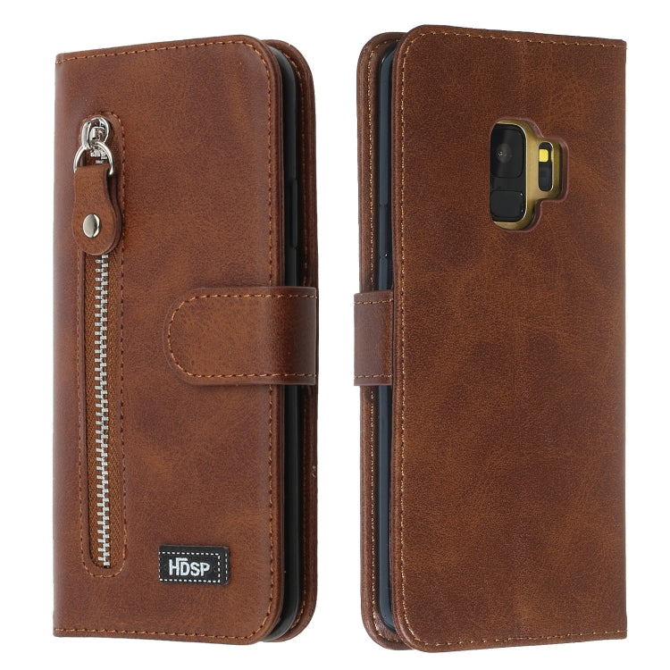 For Galaxy S9 Zipper Horizontal Flip Leather Case with Wallet & Holder & Card Slots