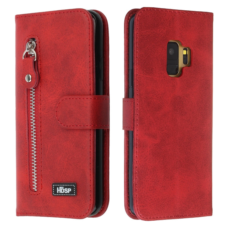 For Galaxy S9 Zipper Horizontal Flip Leather Case with Wallet & Holder & Card Slots